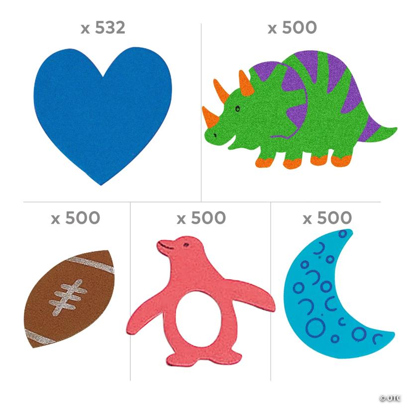 Bulk 2500 Pc. Self-Adhesive Foam Shapes Assortment