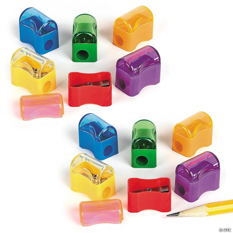 Bulk 288 Pc. Solid Bright Color Plastic Pencil Sharpeners with Caps
