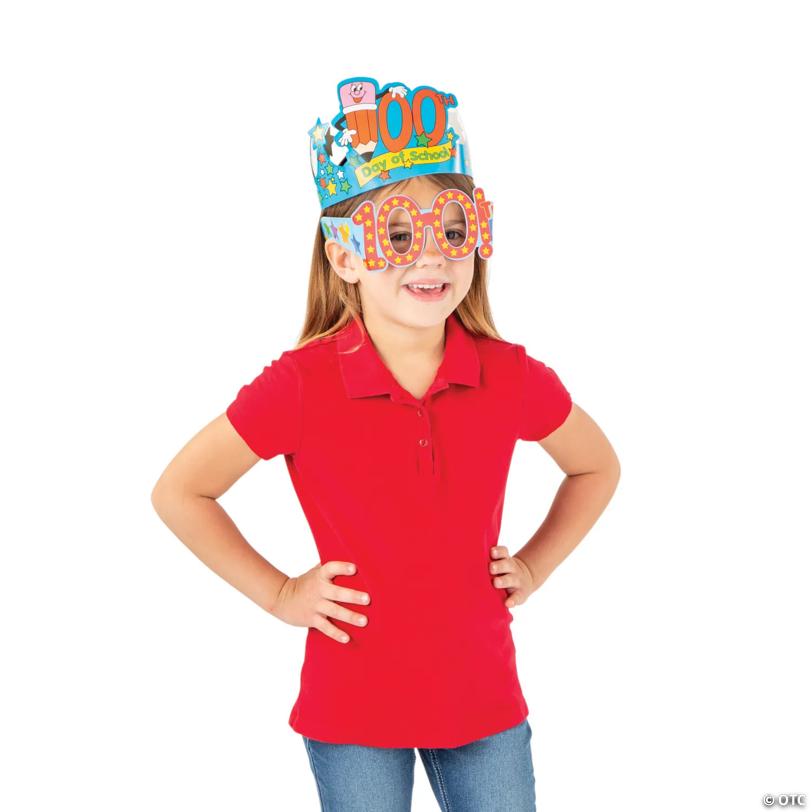 Bulk 48 Pc. 100th Day of School Crowns & Glasses Accessories Kit