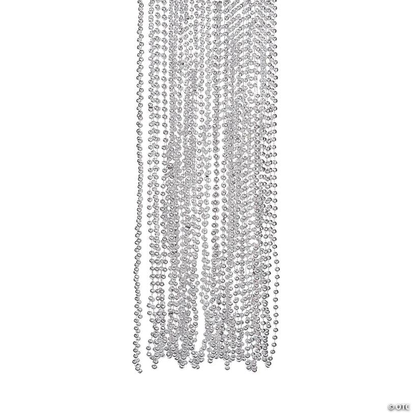 Bulk 48 Pc. Silver Metallic Bead Necklaces | Elite Festo