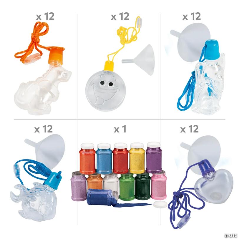 Bulk 72 Pc. Bright Color Sand Art Bottle Necklace Assortment Kit
