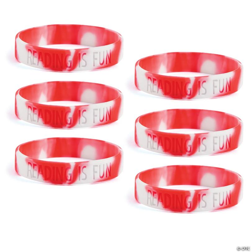 Bulk 72 Pc. Reading is Fun Rubber Bracelets