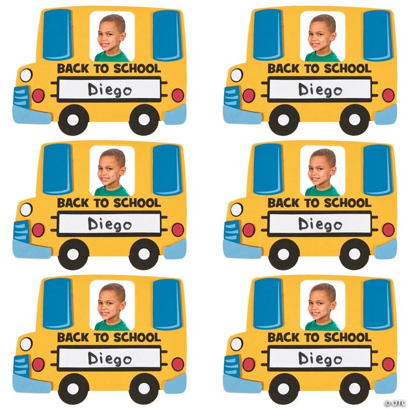 Bulk Back-to-School Bus Picture Frame Magnet Craft Kit - Makes 48
