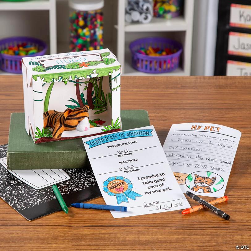 Bulk Color Your Own Mini Stuffed Jungle Animal Desk Pet Habitat Kit for 48