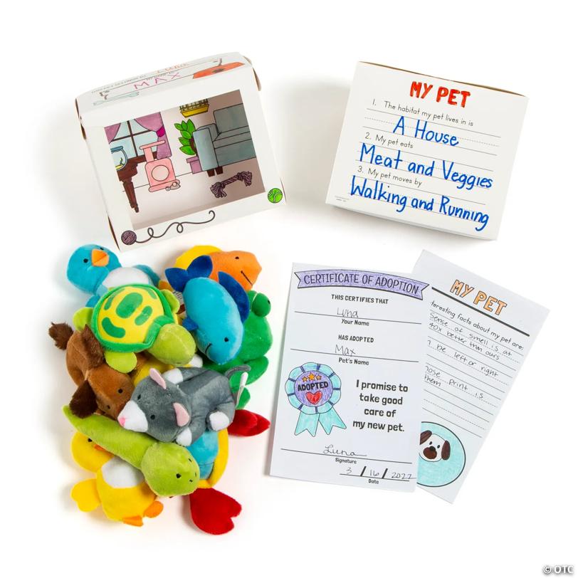 Bulk Desk Pet Home with Mini Pet Shop Stuffed Animals Kit for 48