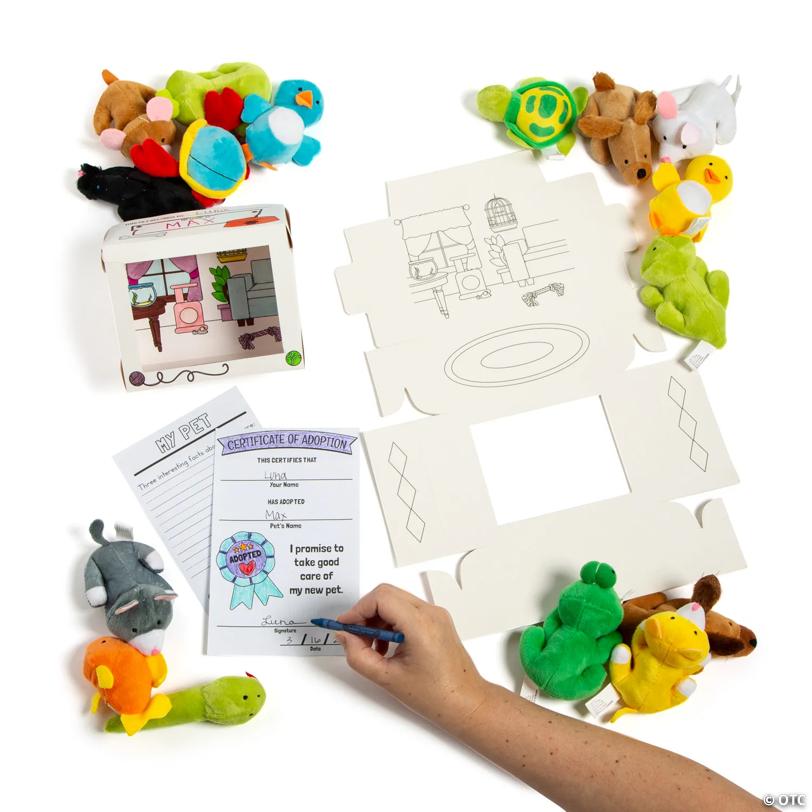 Bulk Desk Pet Home with Mini Pet Shop Stuffed Animals Kit for 48