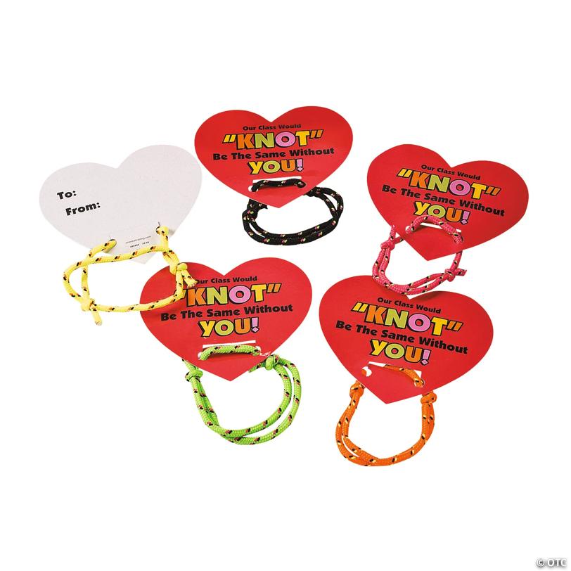 Bulk Knot Bracelet Valentine Exchanges with Card for 72