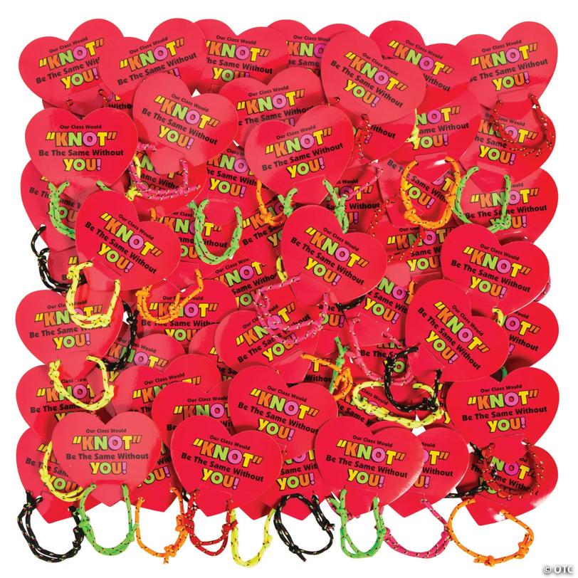 Bulk Knot Bracelet Valentine Exchanges with Card for 72