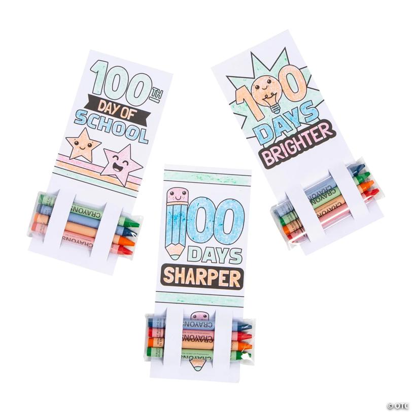 Color Your Own 100th Day Cards with Crayons for 24