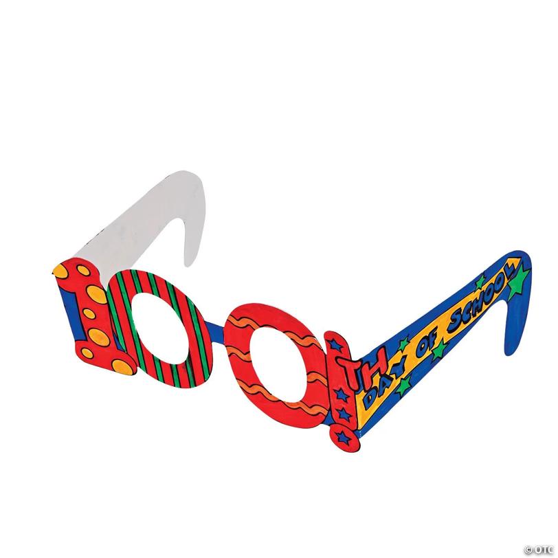 Color Your Own 100th Day of School Glasses - 12 Pc.