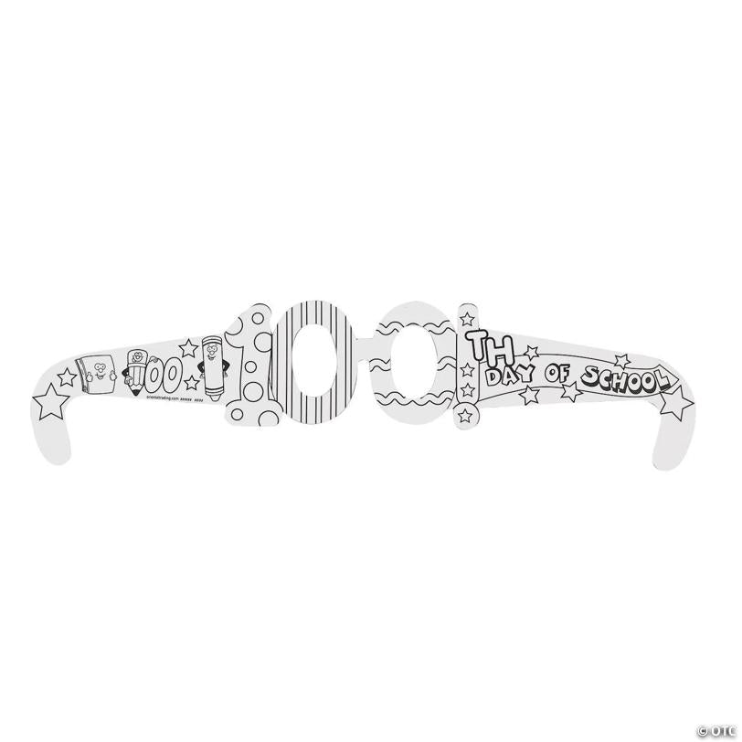 Color Your Own 100th Day of School Glasses - 12 Pc.