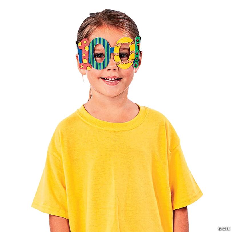 Color Your Own 100th Day of School Glasses - 12 Pc.