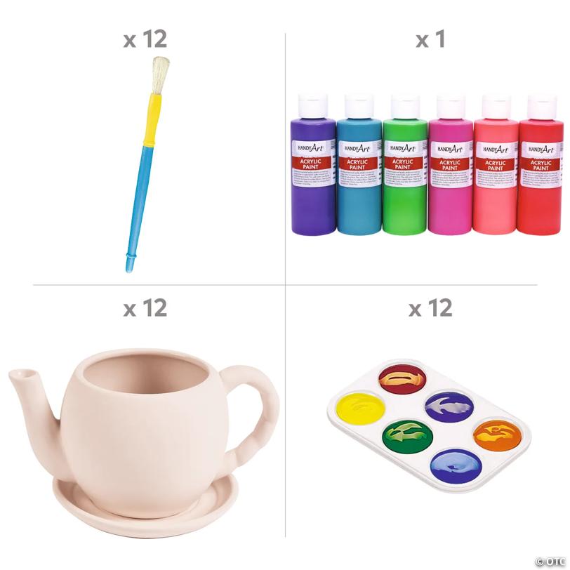 DIY Ceramic Teapot Flower Planter Decorating Kit - 42 Pc.