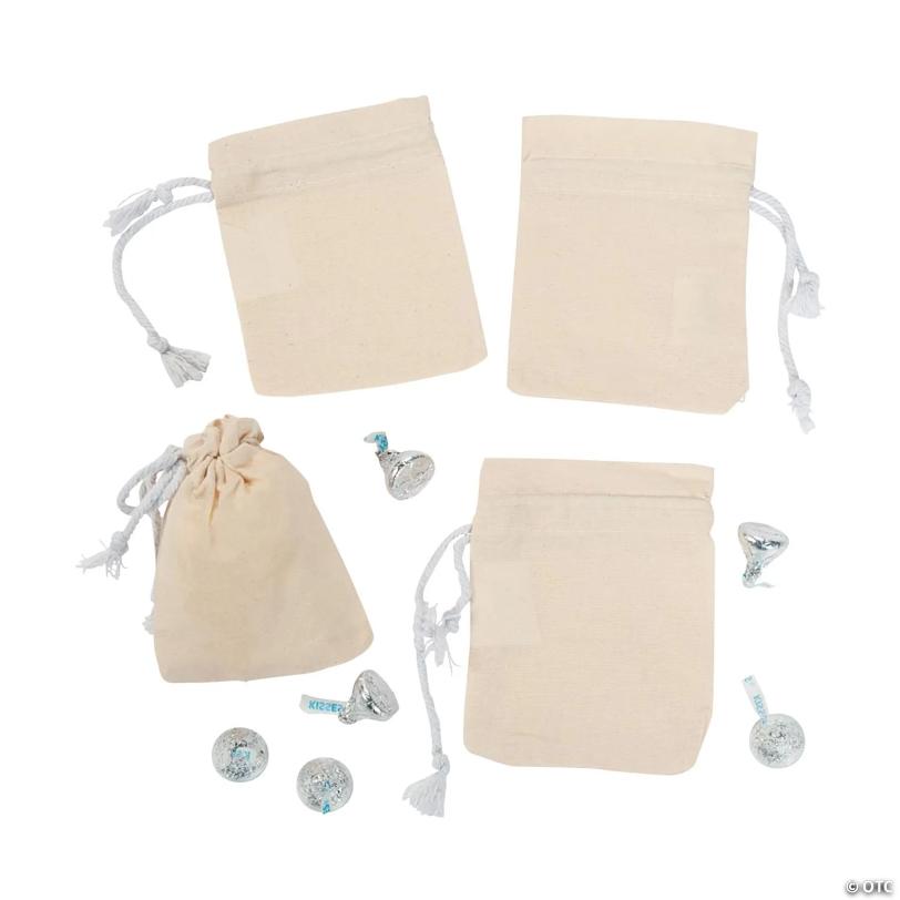 DIY Mini Canvas Drawstring Bags - 48 Pc.