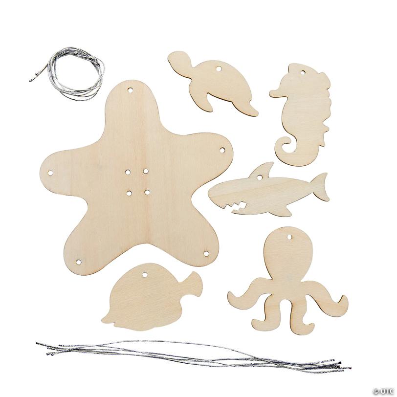 DIY Unfinished Wood Sea Life Mobile Craft Kit