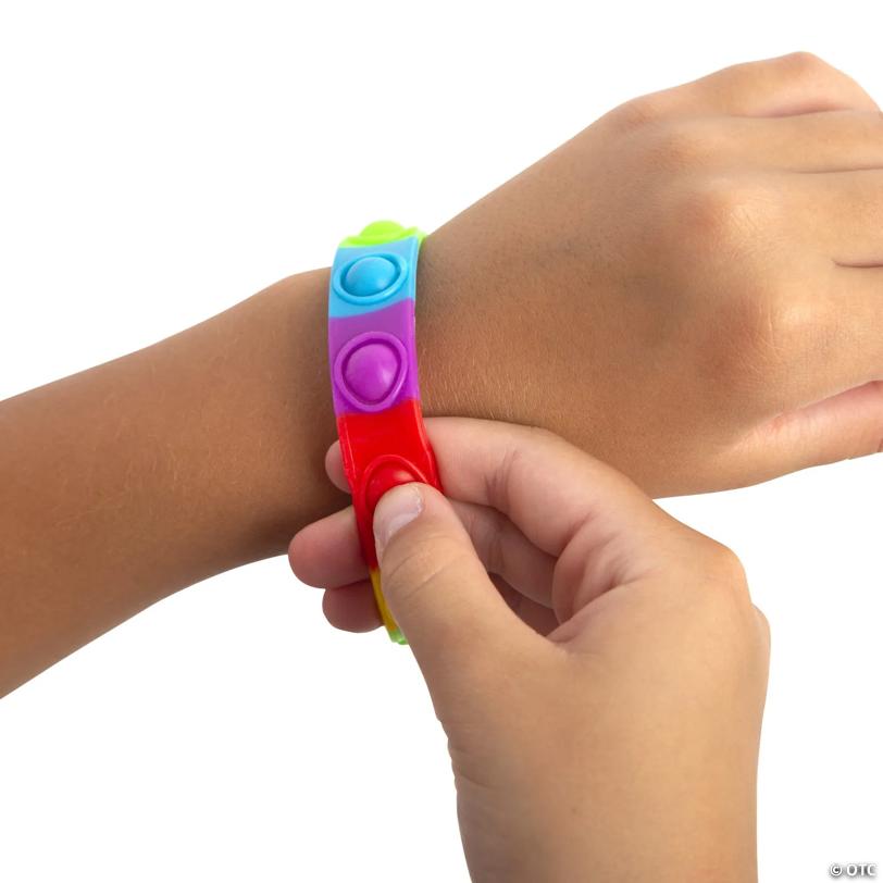 End of Year Lotsa Pops Pop Fidget Toy Rainbow Bracelets with Card for 12