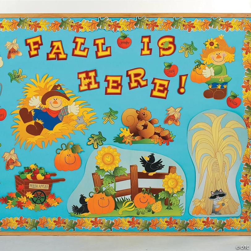 Fall Harvest Scarecrow Cardstock Classroom Bulletin Board Set - 150 Pc.