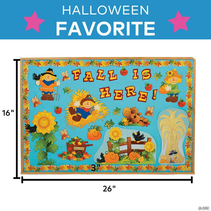 Fall Harvest Scarecrow Cardstock Classroom Bulletin Board Set - 150 Pc.
