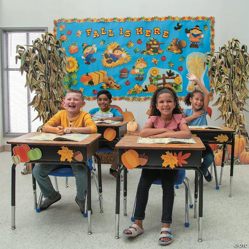 Fall Harvest Scarecrow Cardstock Classroom Bulletin Board Set - 150 Pc.