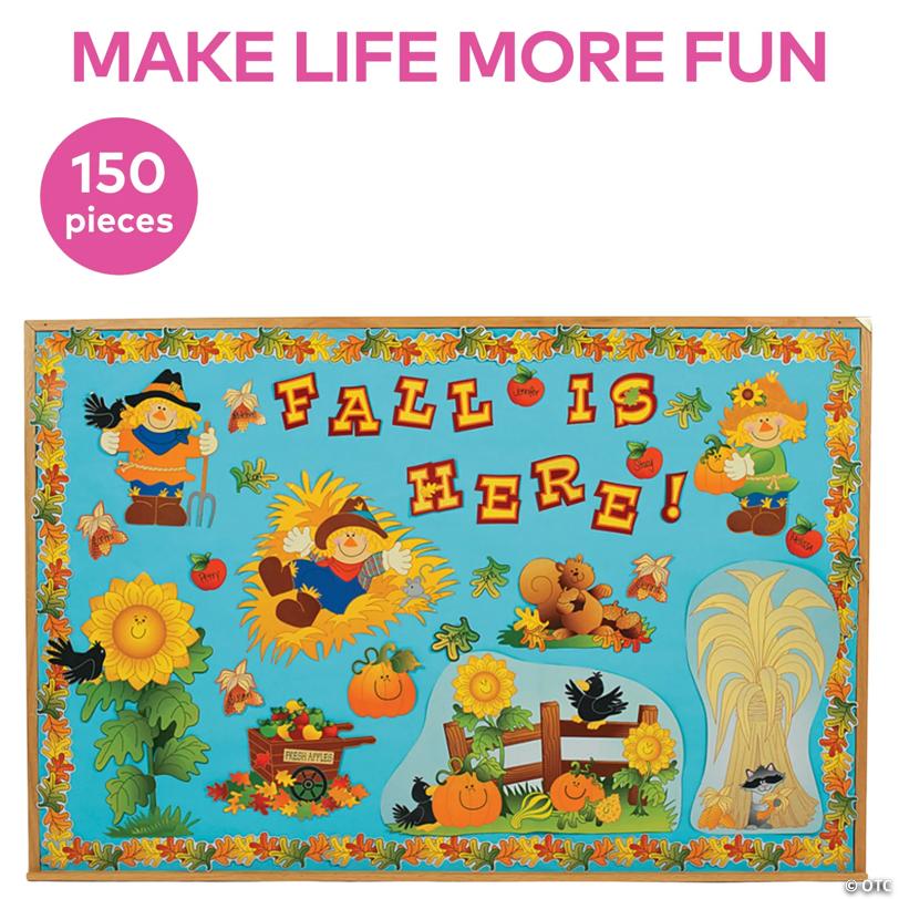 Fall Harvest Scarecrow Cardstock Classroom Bulletin Board Set - 150 Pc.