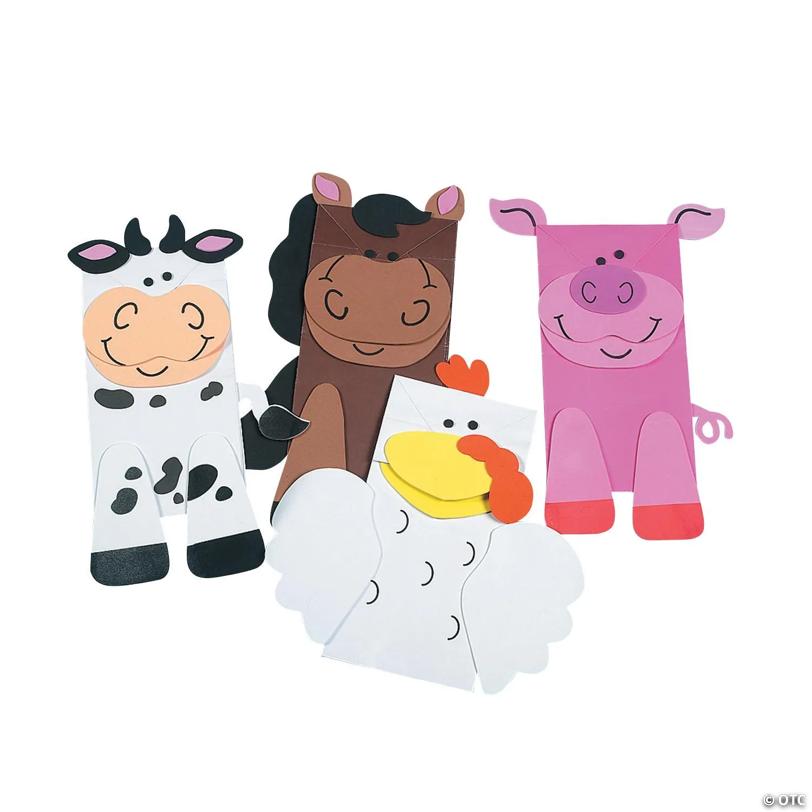 Farm Animal Friend Puppets Paper Bag Craft Kit - Makes 12