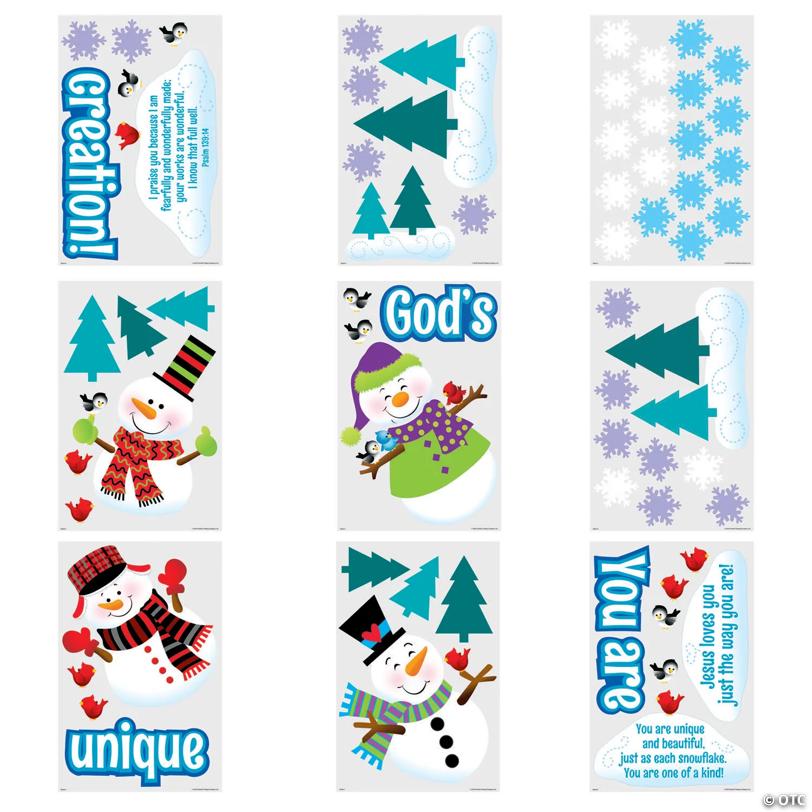 God Made Me Unique Snowman Cardstock Classroom Bulletin Board Set - 65 Pc.