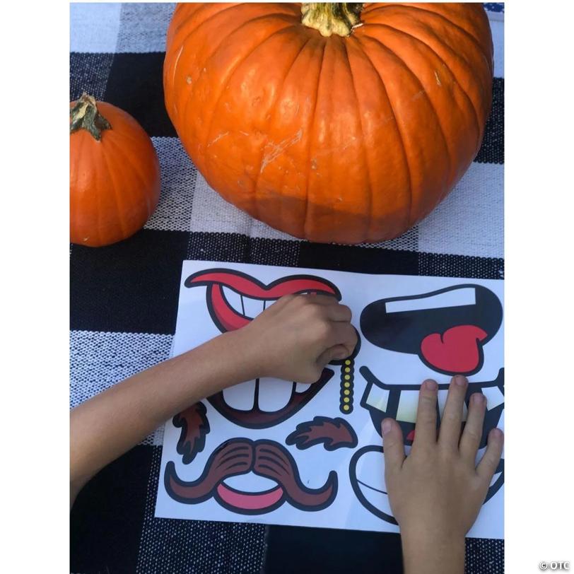 Goofy Jack-O-Lantern Face Sticker Pumpkin Decorations - Makes 12