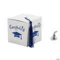 Graduation Party White Favor Boxes with Blue Tassel - 25 Pc. | Elite Festo