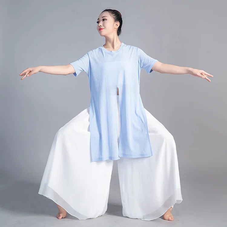 Women Dancing Pant For Women Classical Dance Modern Dance Chinese Folk Dance Practice Loose Pant Long Chiffon Wide Leg Pants