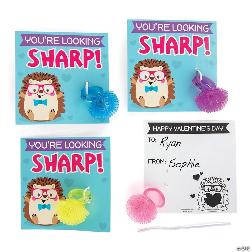 Hedgehog Flashing Ring Valentine Exchanges with Card for 36