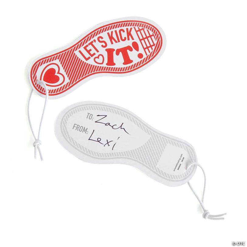 Let's Kick It Tennis Shoe Keychains Valentine Exchanges with Card for 12