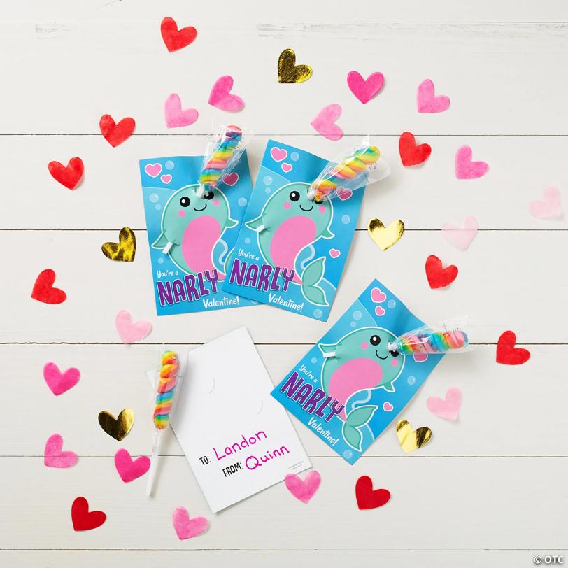 Lollipops Valentine Exchanges with Narwhal Card for 24