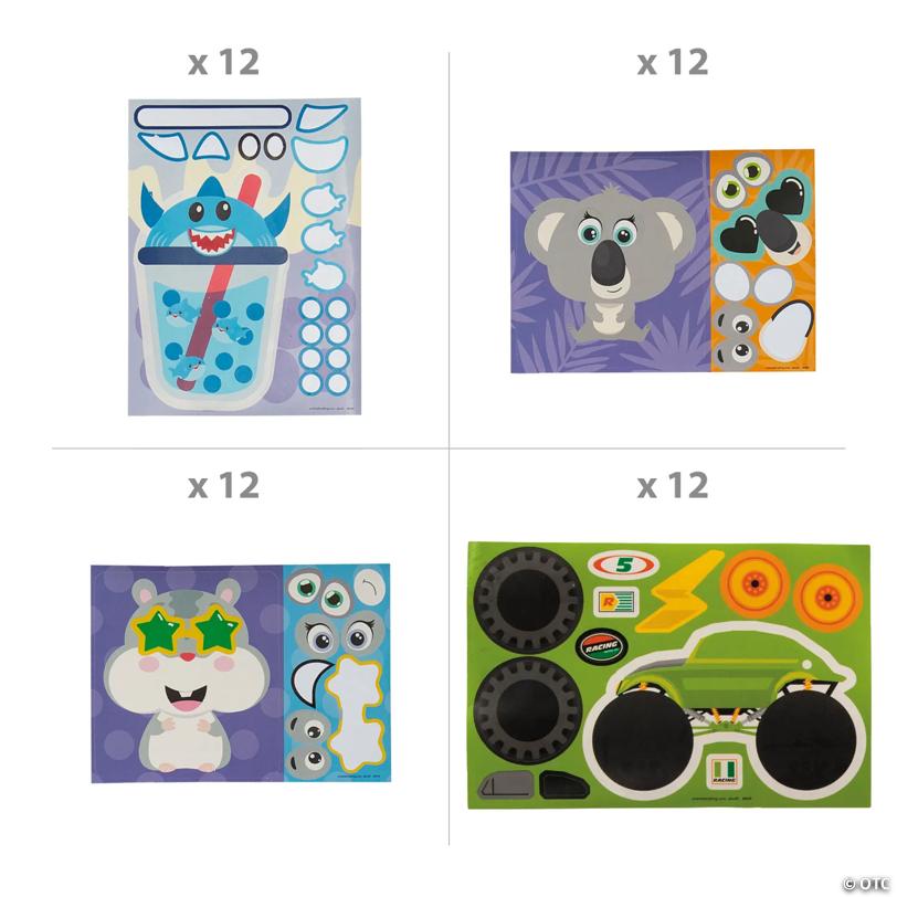 Make-a-Character Animal & Monster Truck Sticker Sets - 48 Pc.