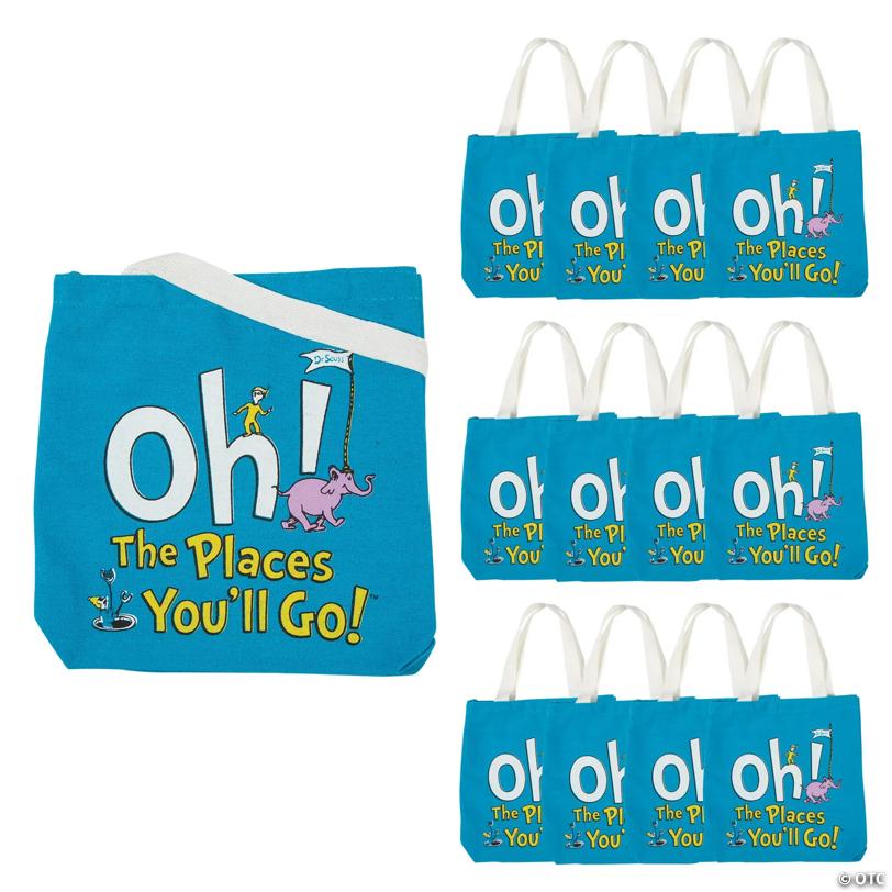 Mini Dr. Seuss™ Oh, the Places You’ll Go Canvas Tote Bags - 12 Pc. | Elite Festo