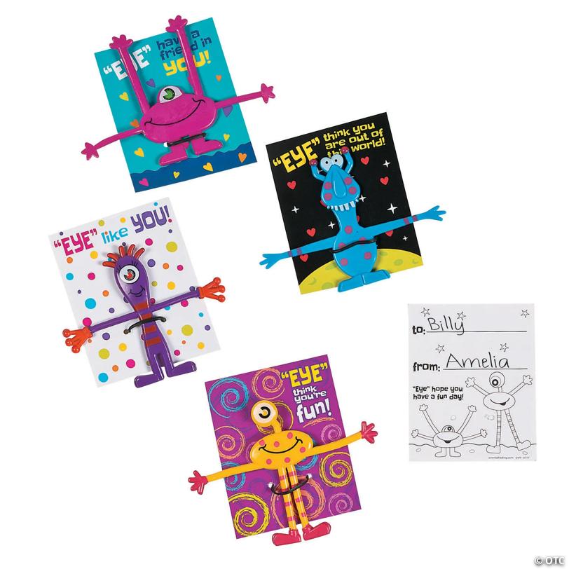 Monster Bendable Valentine Exchanges with Card for 24