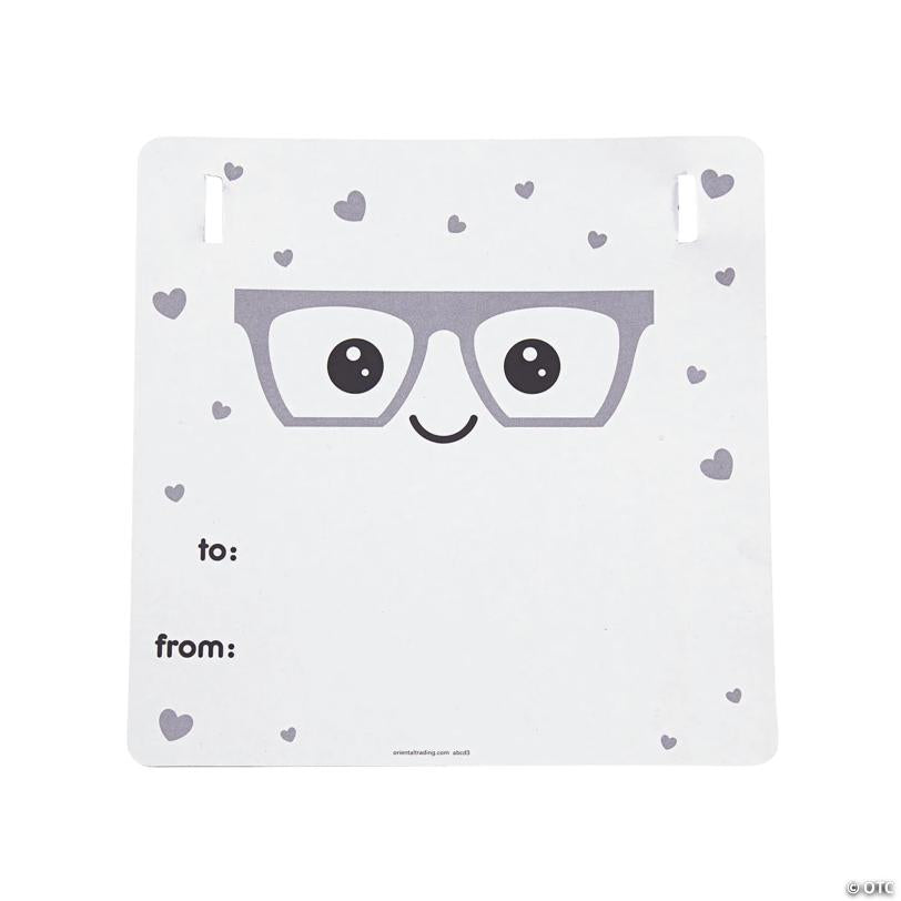 Nerdy Clear Lens Glasses Valentine Exchanges with Card for 12