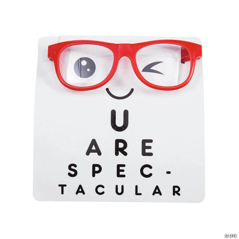Nerdy Clear Lens Glasses Valentine Exchanges with Card for 12