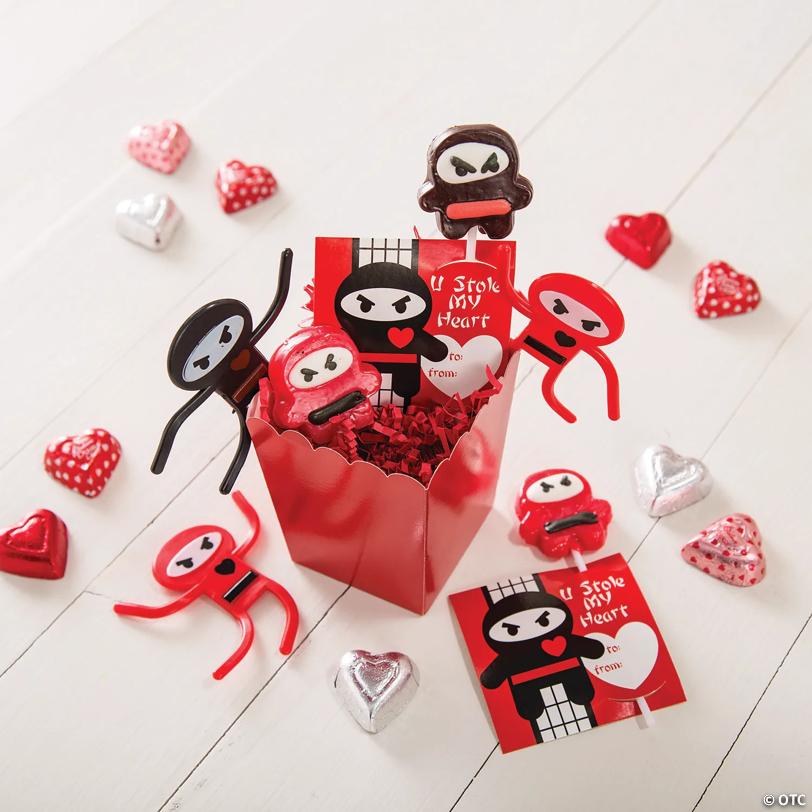 Ninja Lollipop Valentine Exchanges with Card for 12