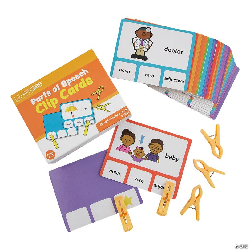 Parts of Speech Clip Cards Activity Set - 56 Pc.