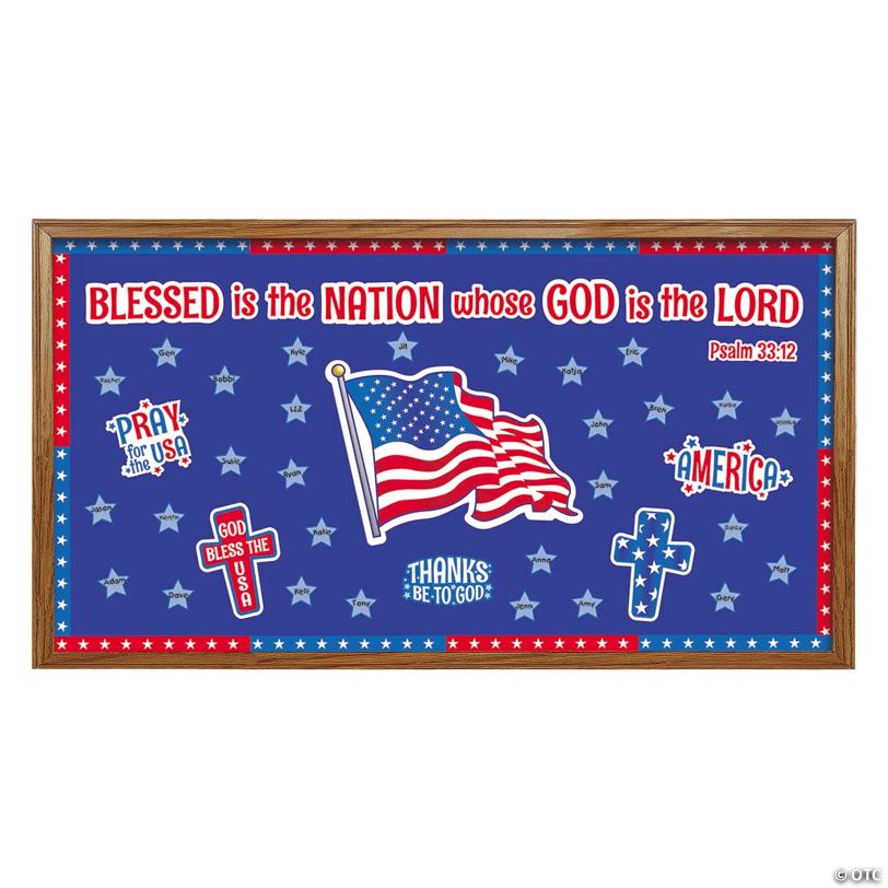 Patriotic Religious Stars & Stripes Bulletin Board Set - 71 Pc.