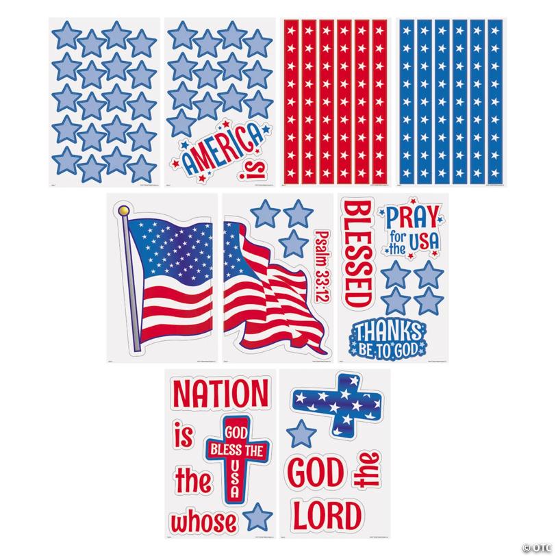 Patriotic Religious Stars & Stripes Bulletin Board Set - 71 Pc.