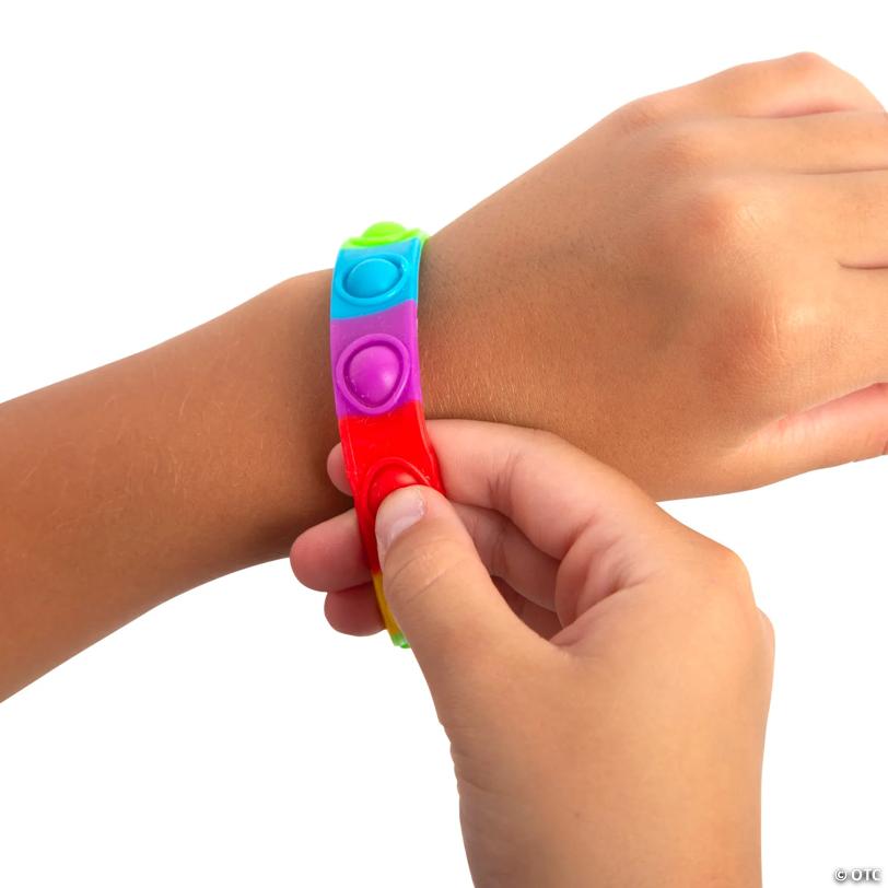 Personalized Lotsa Pops Pop Fidget Toy Rainbow Bracelet Valentine Exchanges with Card for 24