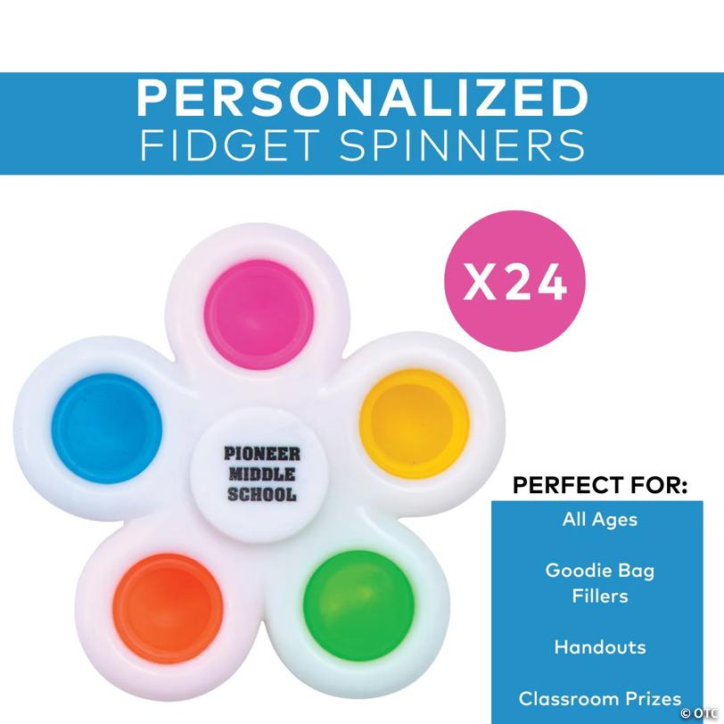 Personalized Lotsa Pops Popping Toy Flower Fidget Spinners - 24 Pc.