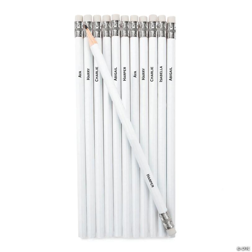 Personalized Multi Name White Pencils - 24 Pc.