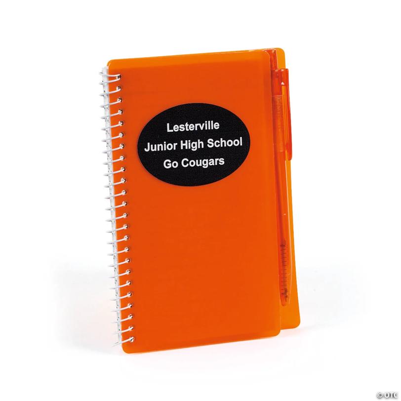 Personalized Orange Spiral Notebooks with Pens - 12 Pc.