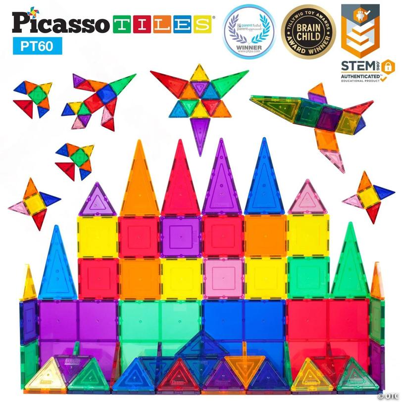 PicassoTiles - 60 Piece Set Magnet Building Tiles