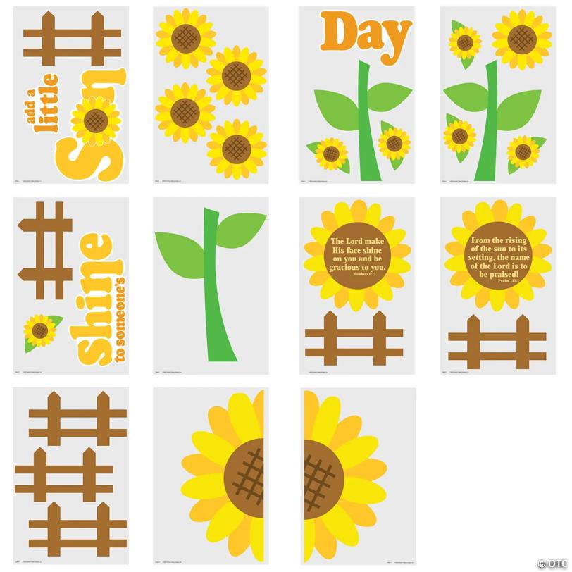 Religious Sunflower Cardstock Classroom Bulletin Board Set - 29 Pc.
