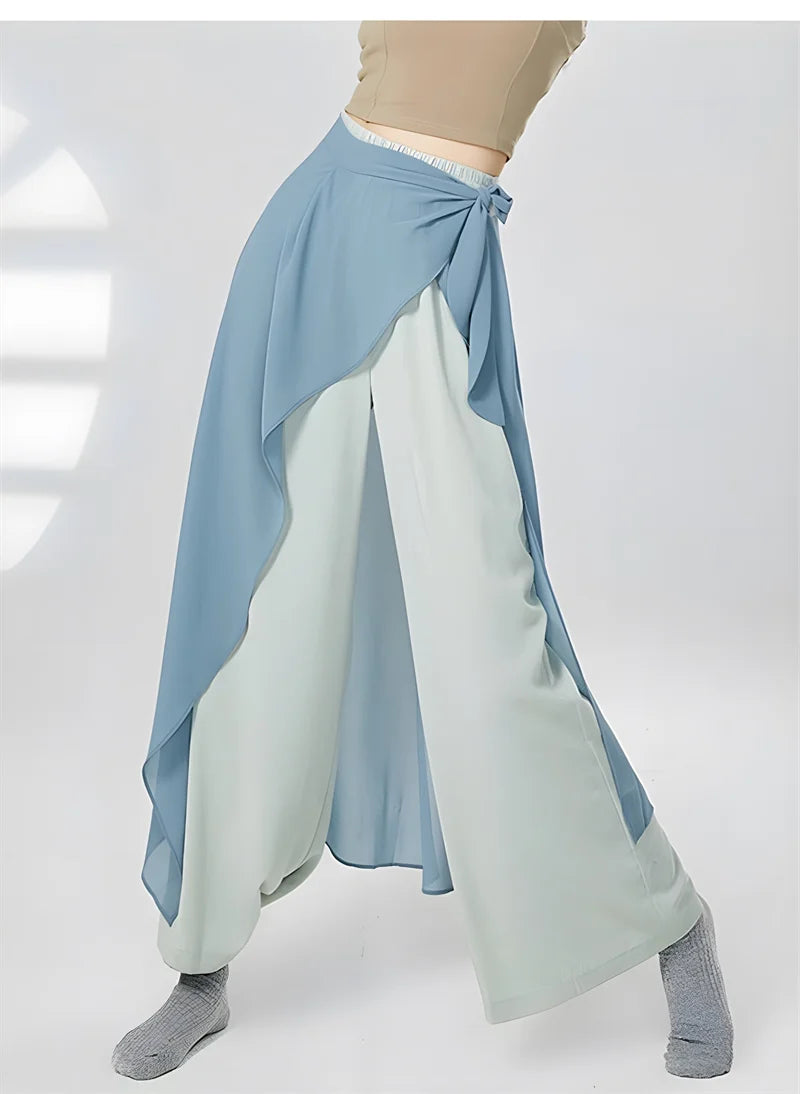 Modern Dance Pant For Women Wide Leg Chiffon Loose High Waisted Trousers Lady Classical Dance Practice Basic Pant Stage Costume