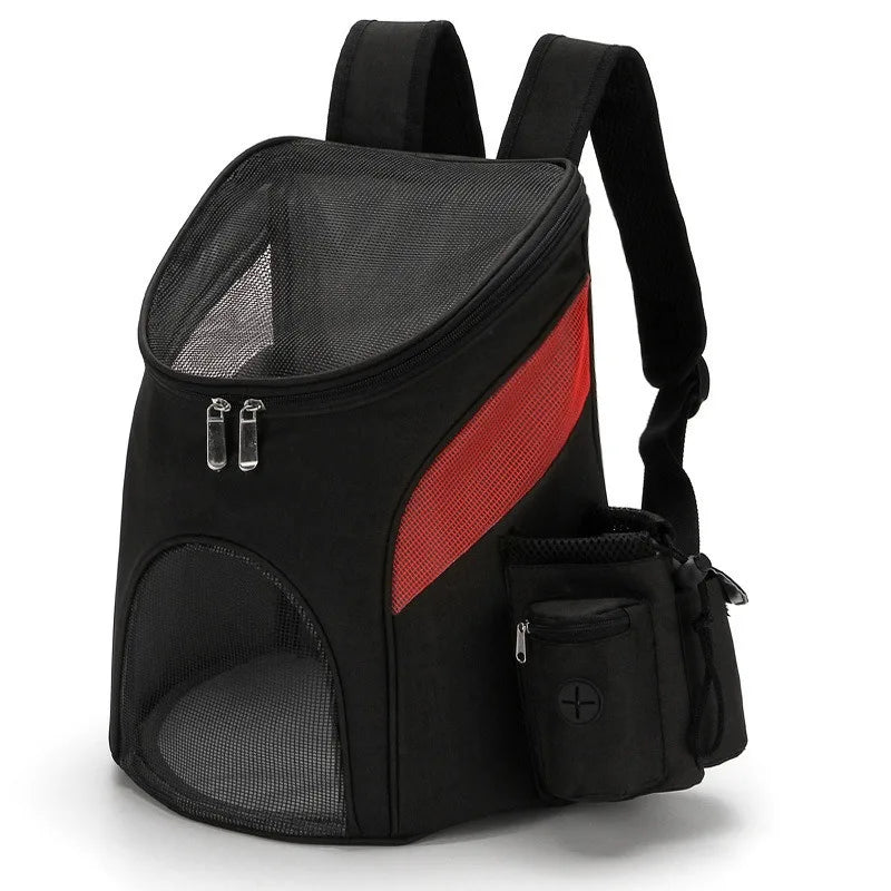 Pet backpack foldable pet portable backpack for going out mesh breathable with side pocket cat and dog backpack