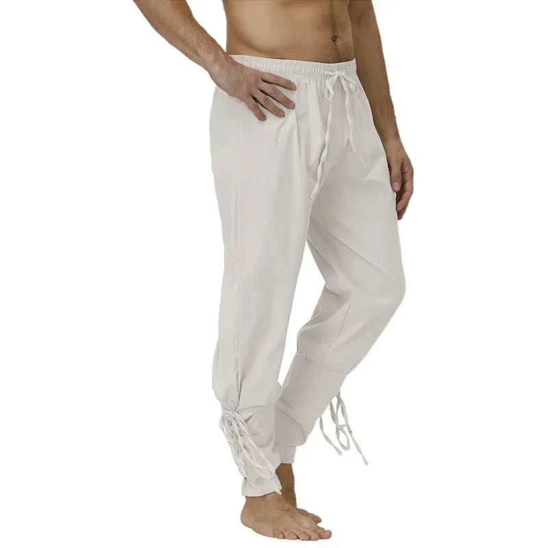 Pirate Pant Viking Costume for Men Renaissance Medieval Pants Drawstring Shorts Halloween Costume Adult Cosplay